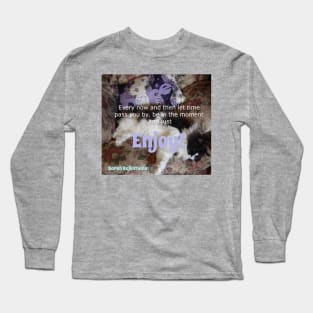 Tuxedo Cat Purple Enjoy Inspirational Quote Long Sleeve T-Shirt